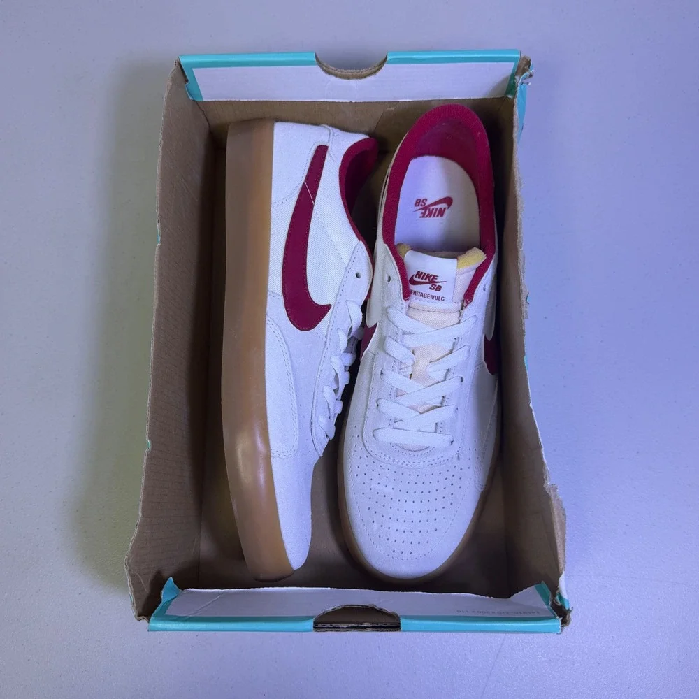 Nike SB Heritage Vulc White Red Gum Mens 10 / Womens 11.5 Sneakers CD5010-100